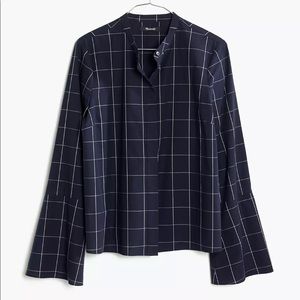 Madewell Bell-Sleeve Shirt in Windowpane G0386